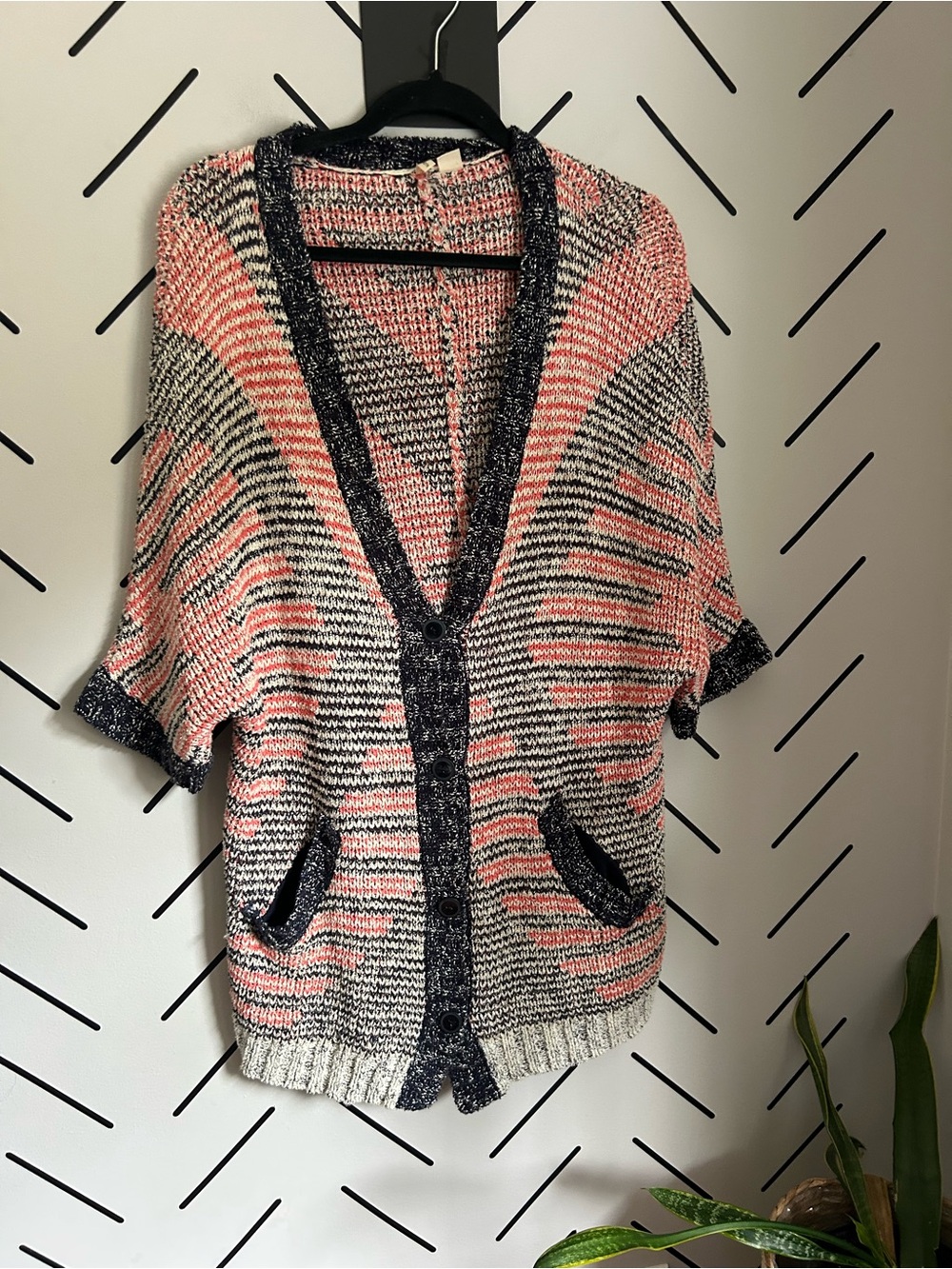 Anthropologie moth oversized knit cardigan sweater 3/4 sleeves